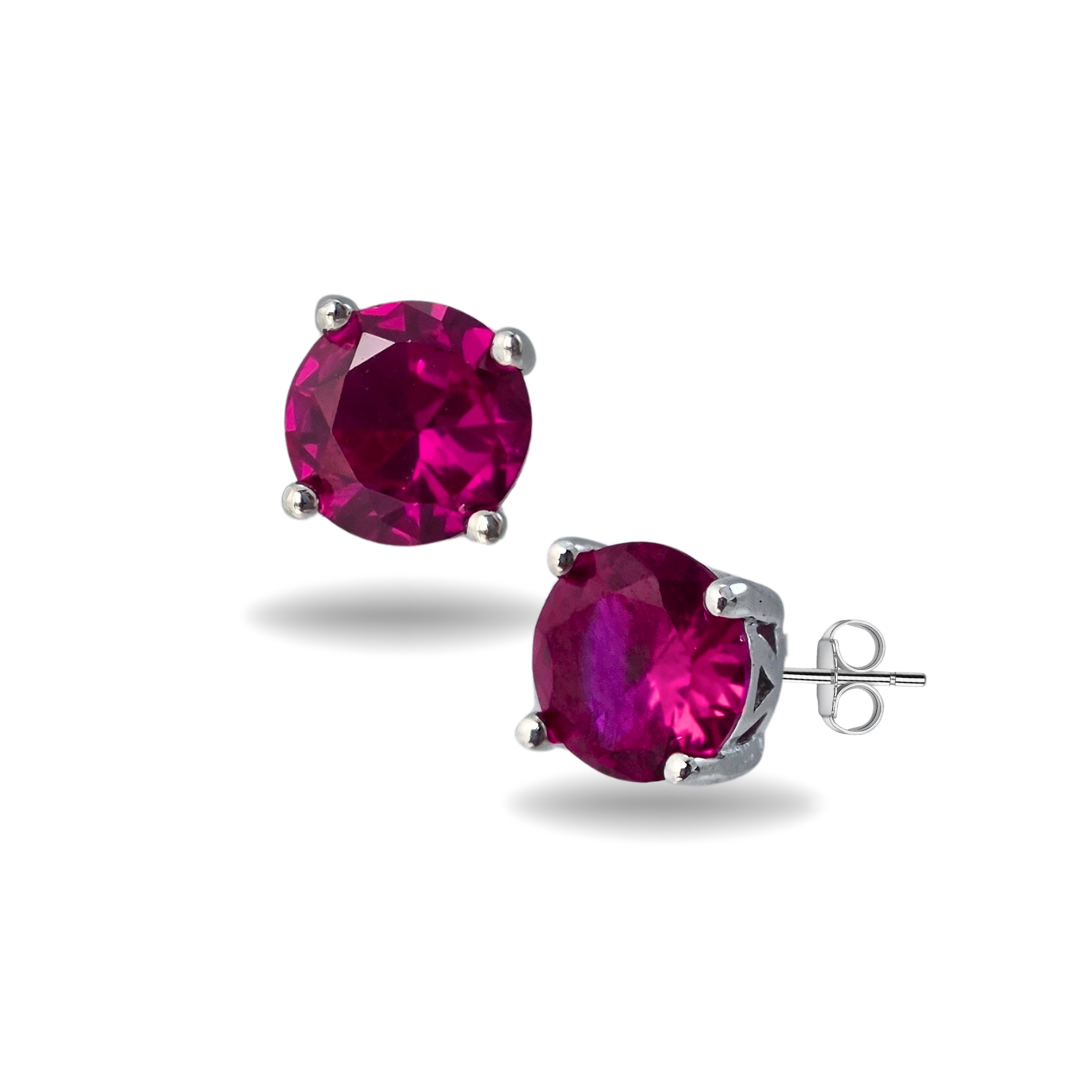 Studs Round Zafiro Rosa
