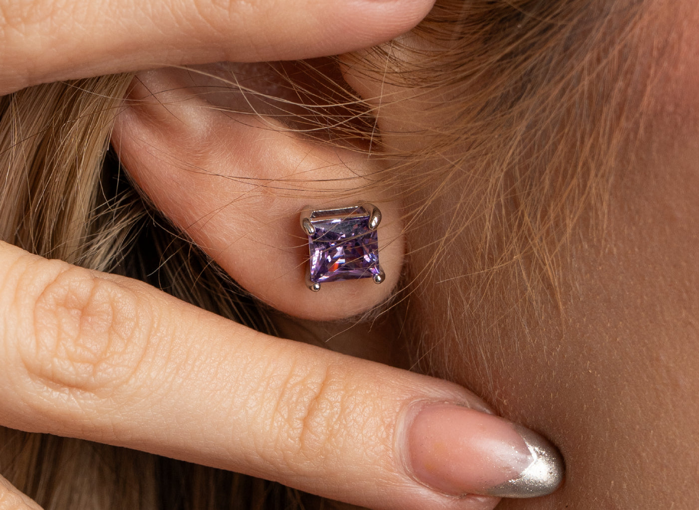 Studs Tanzanite Princess Cut