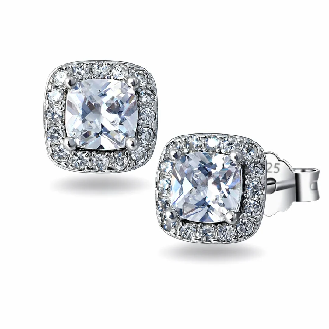 Studs Cushion Halo Zirconia