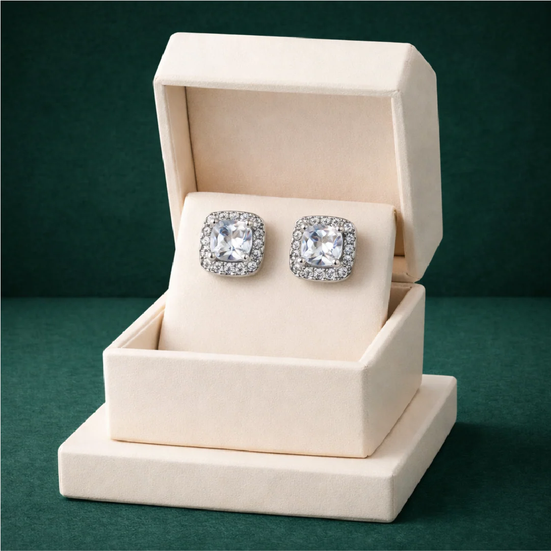 Studs Cushion Halo Zirconia