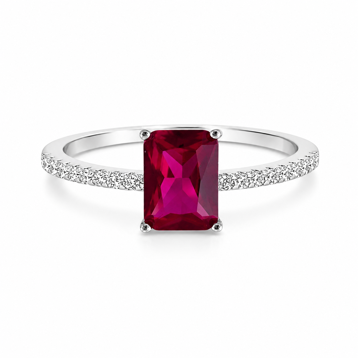 Pink Sapphire Emerald Solitaire