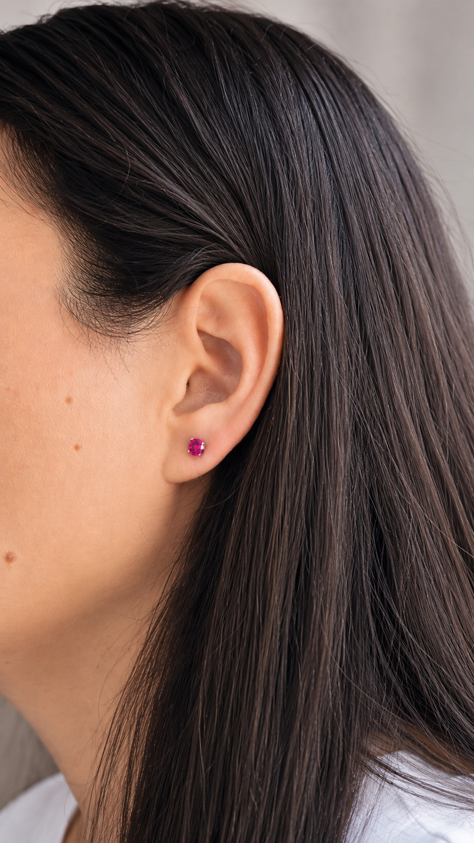 Studs Round Zafiro Rosa