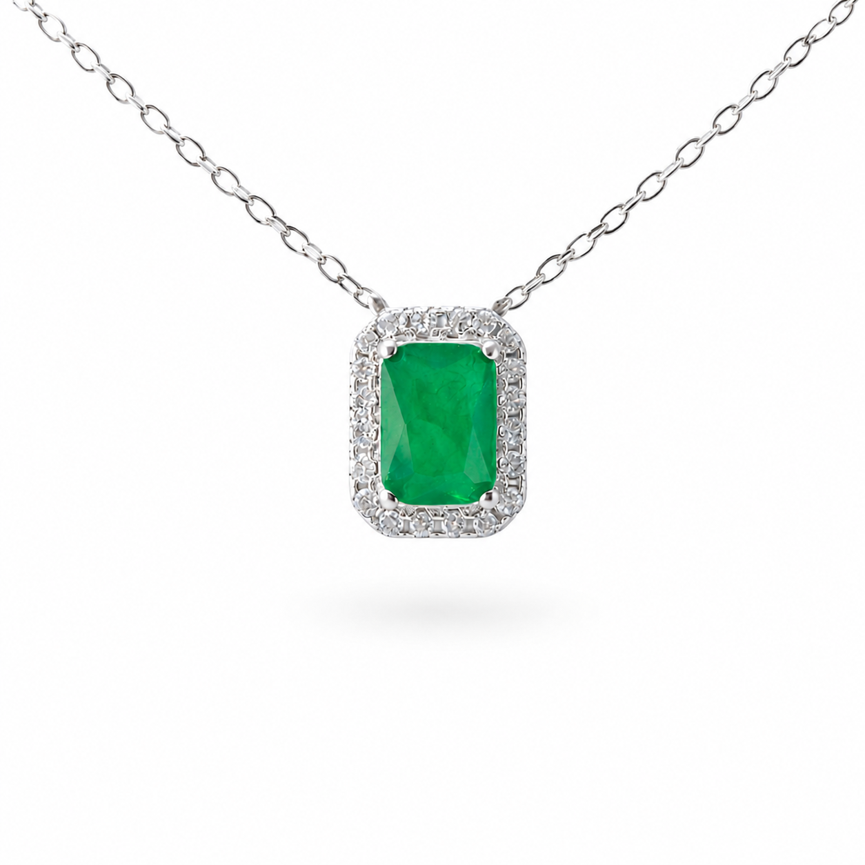 Emerald Halo Necklace