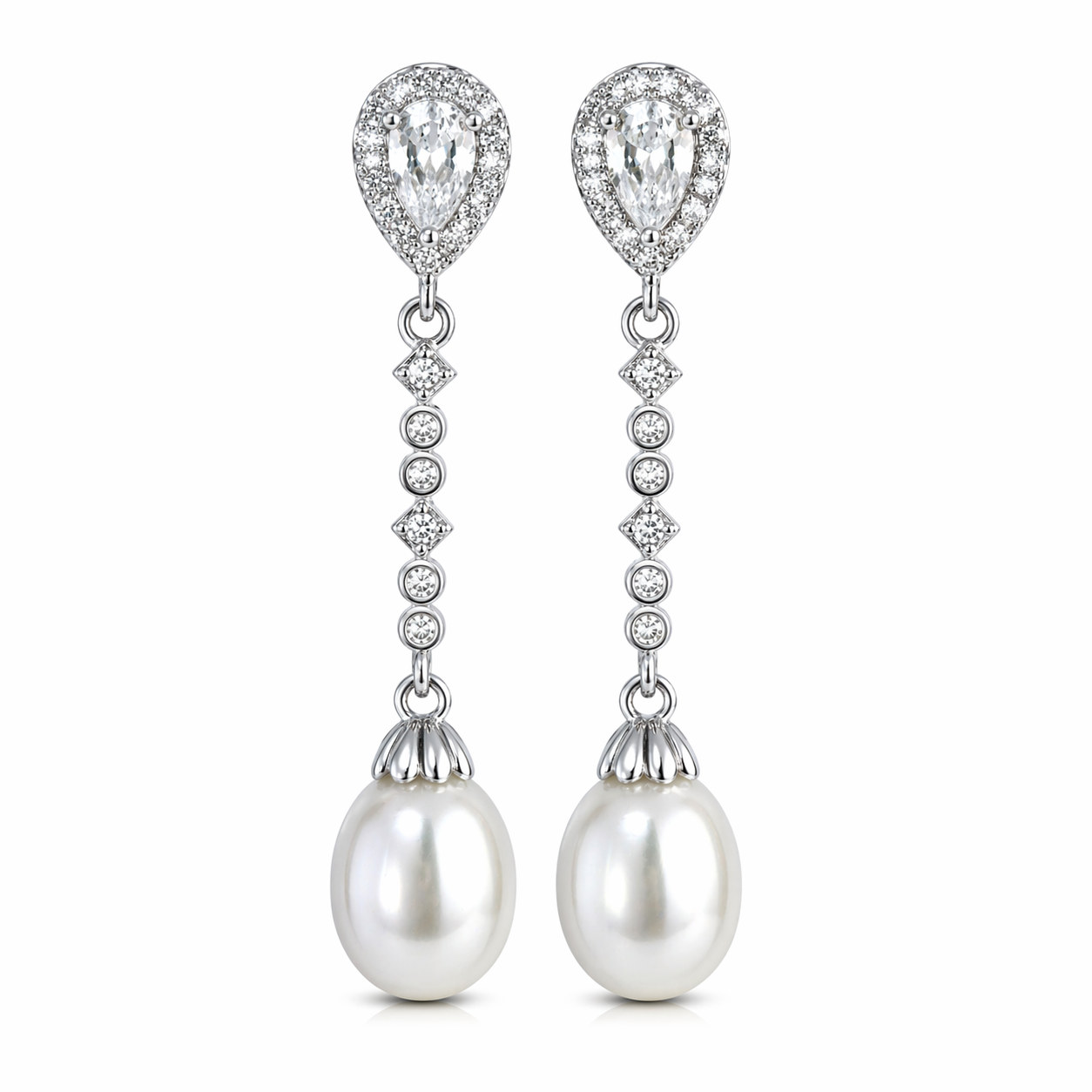 Pearl Drop Halo Earrings