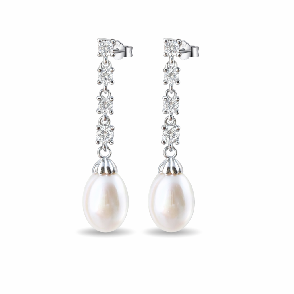 Pearl Line Drop Earrings