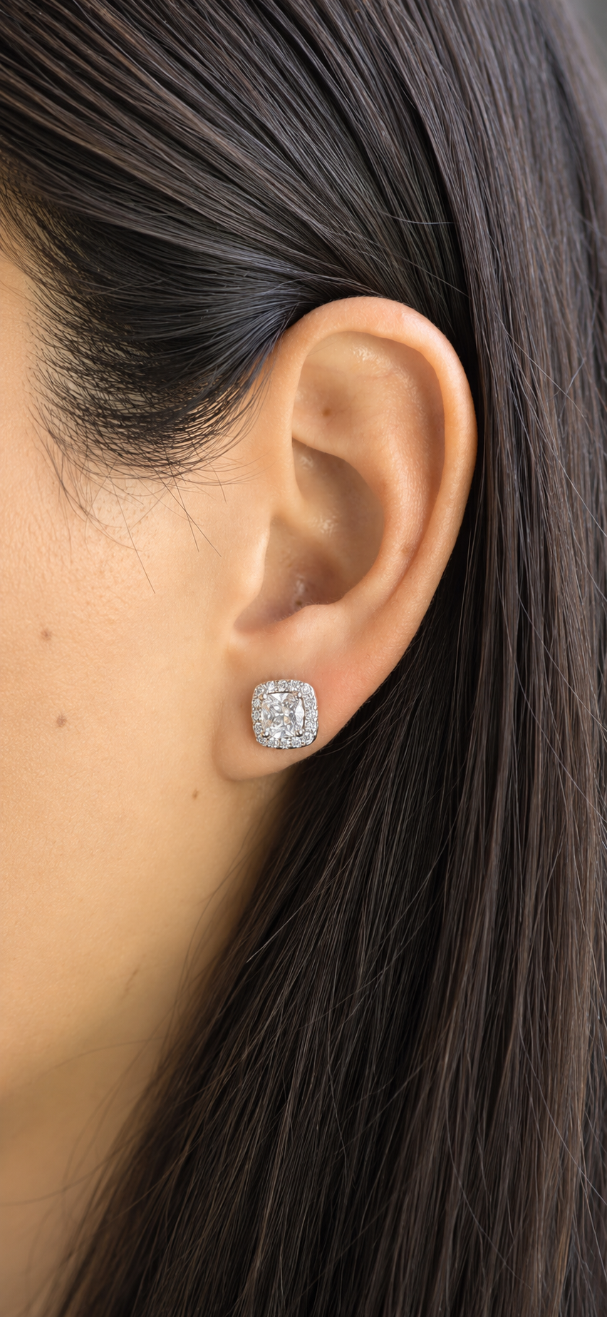 Studs Cushion Halo Zirconia
