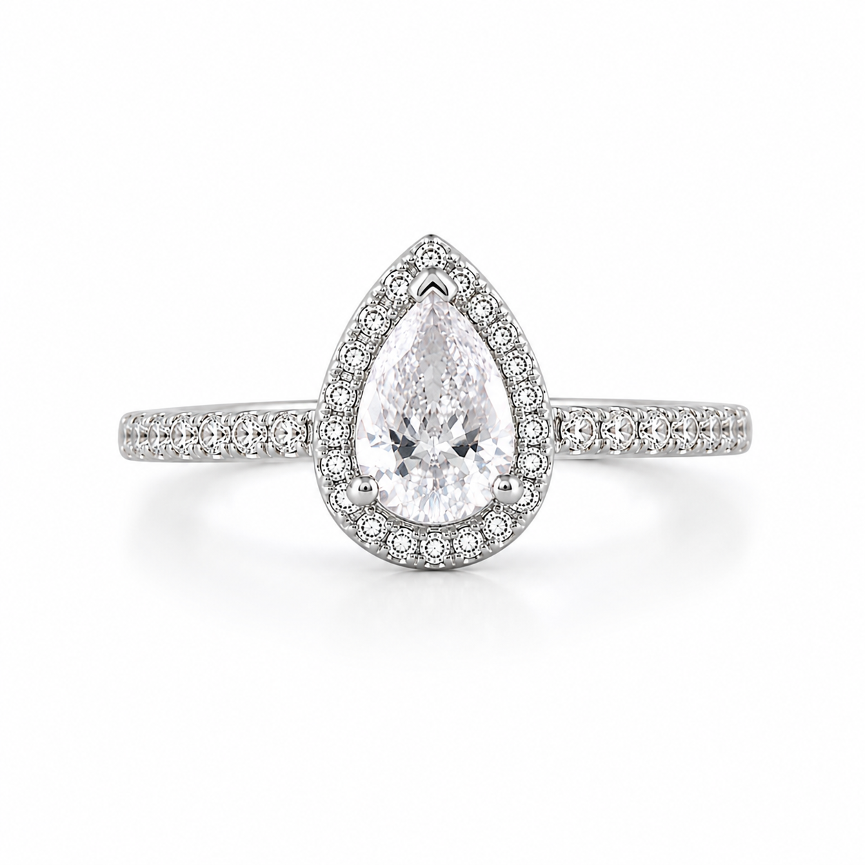 Pear Halo Ring